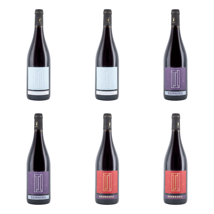 De flessen in Drie Bourgueils van Domaine du Petit Bondieu