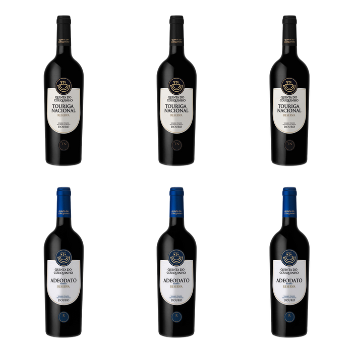 De flessen in Touriga Nacional naast Sousão van Quinta Do Couquinho - Sociedade