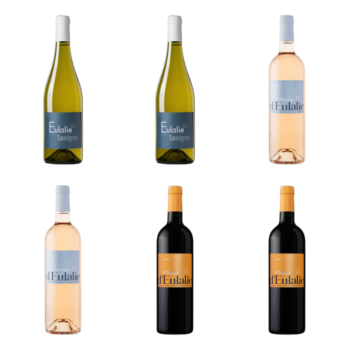 De flessen in Wit, rosé en rood van Château Sainte Eulalie