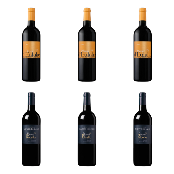 De flessen in Twee rode Minervois van Château Sainte Eulalie