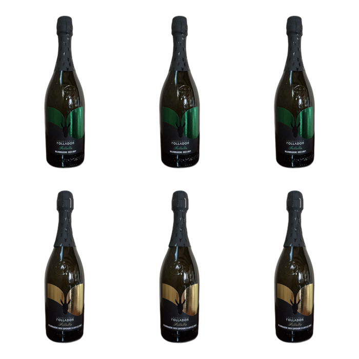 De flessen in Brut naast Cartizze van Follador Francesco