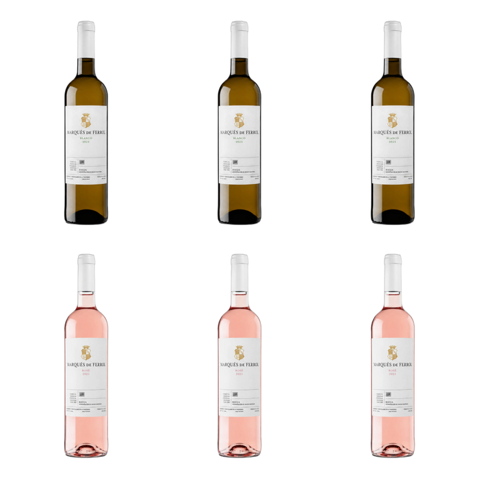 De flessen in Wit naast rosé van Bodegas y Viñedos Heras Cordon