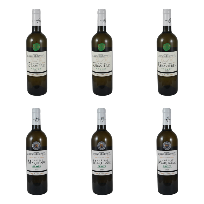 De flessen in Twee witte Graves van Vignobles Labuzan