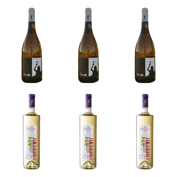 De flessen in Twee kanten van wit van Domaine de la Rochelierre