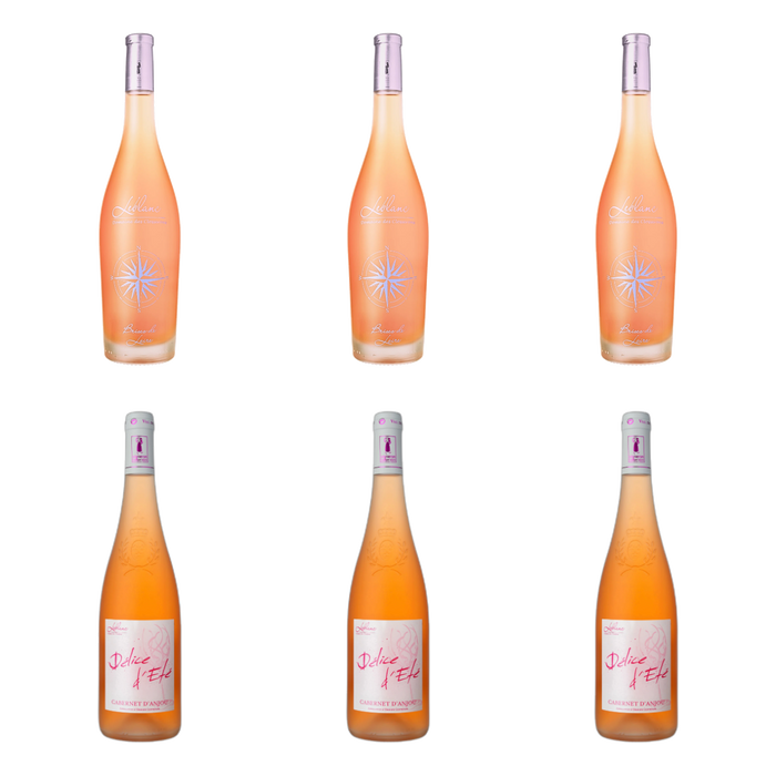De flessen in Rosé naast rosé van Domaine Leblanc - les Closserons