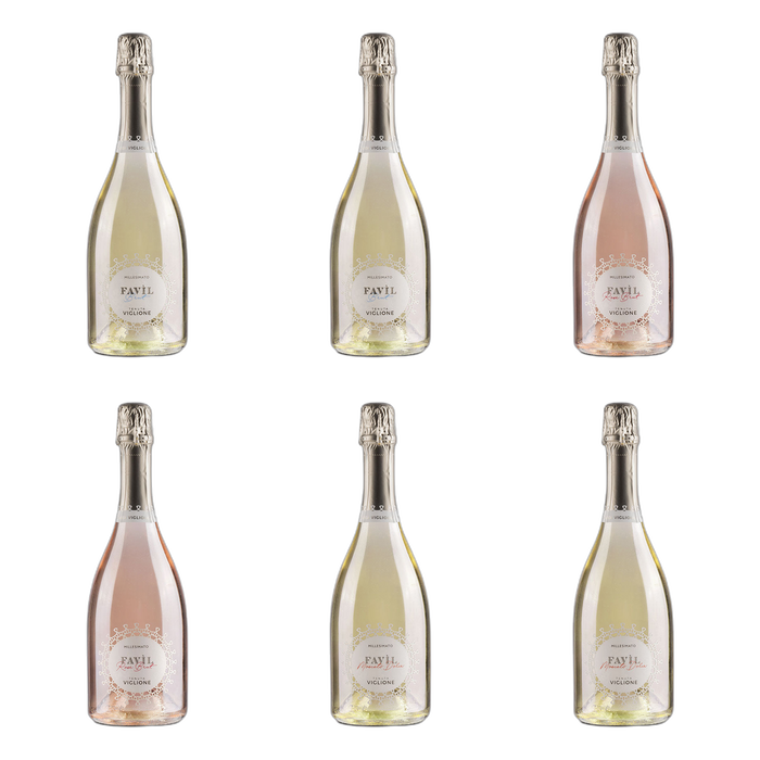 De flessen in Favìl van brut tot zoet van Tenuta Viglione