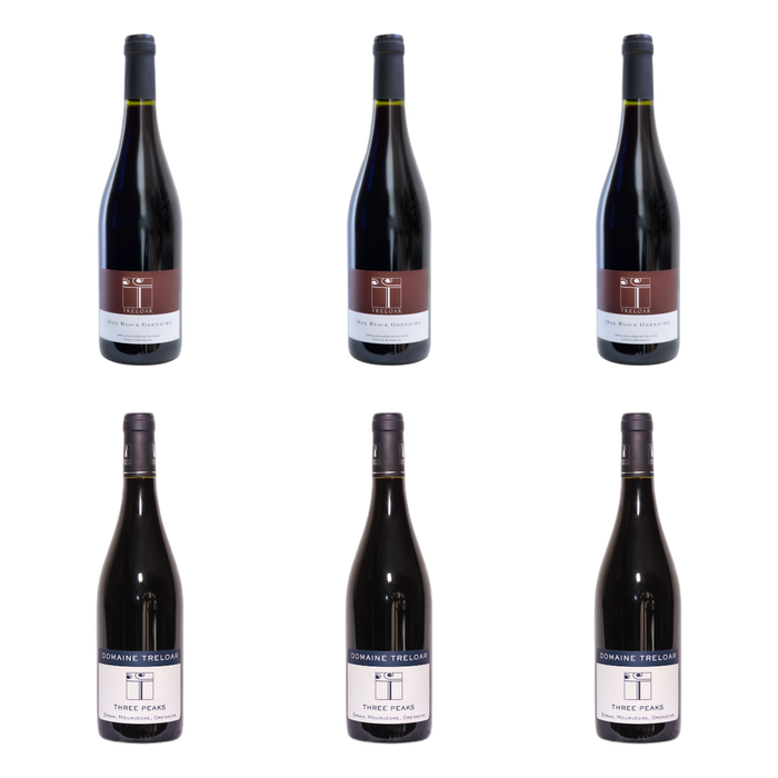 De flessen in Twee vormen van kruidig van Domaine Treloar