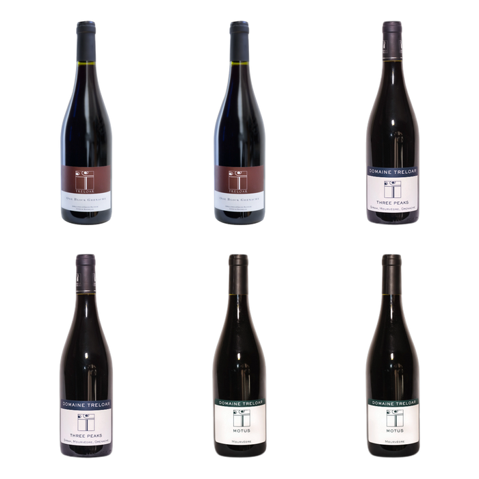 De flessen in Drie rode richtingen van Domaine Treloar